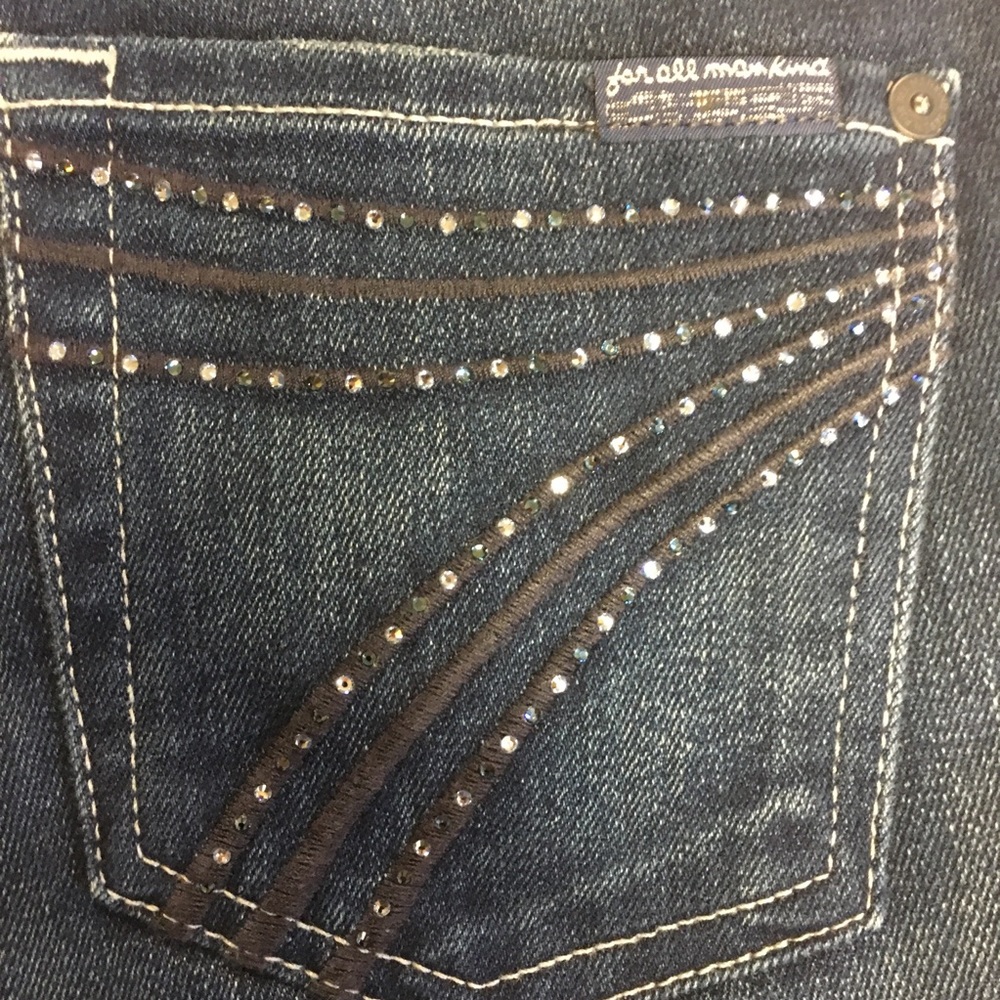 7FAMK Dojo Flare Rhinestone Jeans Size 26